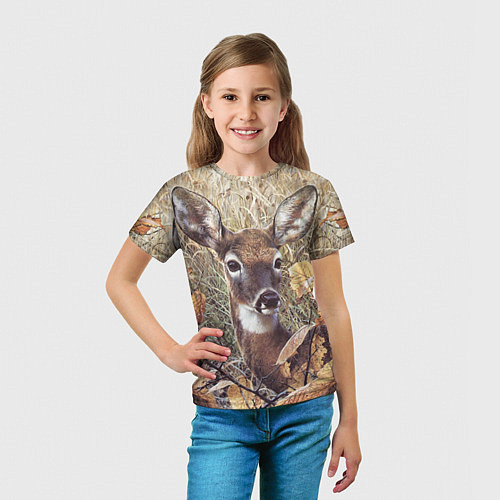 Детская футболка Оленёнок в осеннем лесу / 3D-принт – фото 5