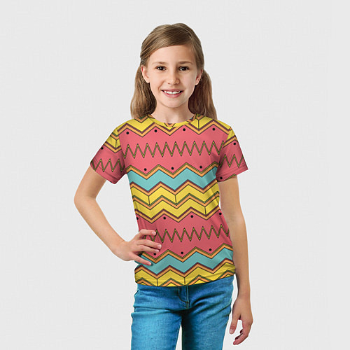 Детская футболка Цветные зигзаги / 3D-принт – фото 5