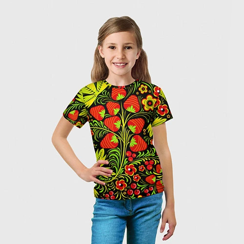 Детская футболка Хохлома: земляника / 3D-принт – фото 5