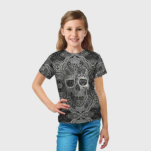 Детская футболка Кружевной череп / 3D-принт – фото 5