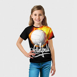Футболка детская Волейбольный мяч летит в огне, цвет: 3D-принт — фото 2