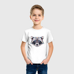 Футболка хлопковая детская Расписная голова енота, цвет: белый — фото 2