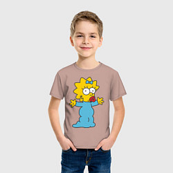Футболка хлопковая детская Maggie Simpson, цвет: пыльно-розовый — фото 2