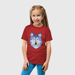 Футболка хлопковая детская Полигональный волк, цвет: красный — фото 2