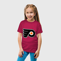 Футболка хлопковая детская Philadelphia Flyers, цвет: маджента — фото 2