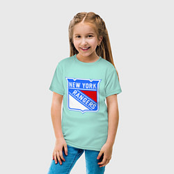 Футболка хлопковая детская New York Rangers цвета мятный — фото 2