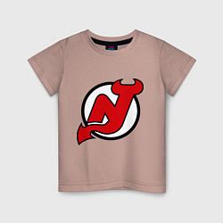 Футболка хлопковая детская New Jersey Devils, цвет: пыльно-розовый