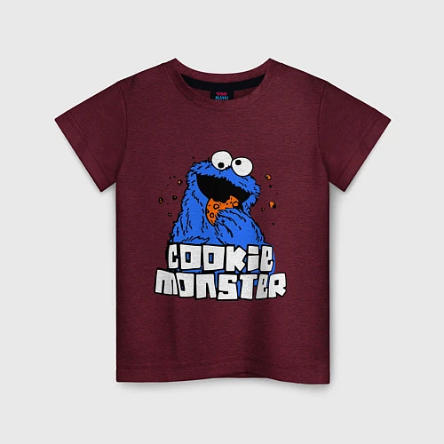 Детская футболка Cookie Monster / Меланж-бордовый – фото 1