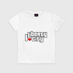 Футболка хлопковая детская I love Liberty city, цвет: белый