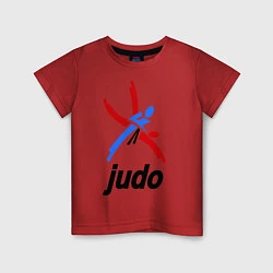 Футболка хлопковая детская Judo Emblem, цвет: красный