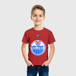 Футболка хлопковая детская Edmonton Oilers: Khabibulin 35, цвет: красный — фото 2