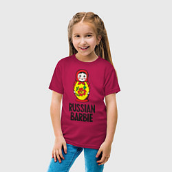 Футболка хлопковая детская Russian Barbie, цвет: маджента — фото 2