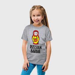 Футболка хлопковая детская Russian Barbie, цвет: меланж — фото 2