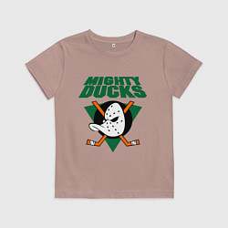 Футболка хлопковая детская Anaheim Mighty Ducks, цвет: пыльно-розовый