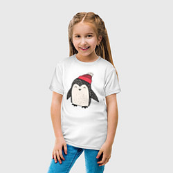 Футболка хлопковая детская Зимний пингвин-мальчик, цвет: белый — фото 2