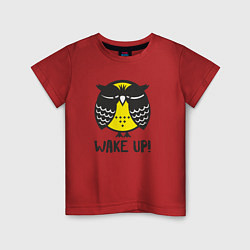 Футболка хлопковая детская Owl: Wake up!, цвет: красный