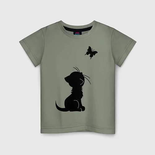 Детская футболка Котенок и бабочка / Авокадо – фото 1