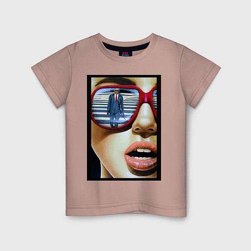 Детская футболка Девушка в очках / Пыльно-розовый – фото 1