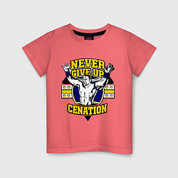 Футболка хлопковая детская Never Give Up: Cenation, цвет: коралловый