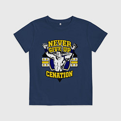 Футболка хлопковая детская Never Give Up: Cenation, цвет: тёмно-синий