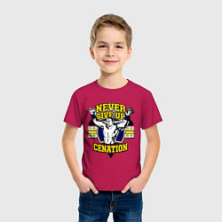 Футболка хлопковая детская Never Give Up: Cenation, цвет: маджента — фото 2