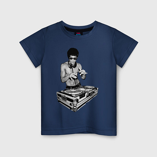 Детская футболка Брюс Ли Dj / Тёмно-синий – фото 1