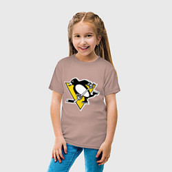 Футболка хлопковая детская Pittsburgh Penguins, цвет: пыльно-розовый — фото 2