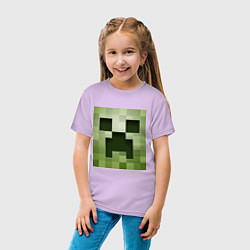 Футболка хлопковая детская Мinecraft creeper, цвет: лаванда — фото 2