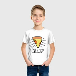 Футболка хлопковая детская Pizza Life 1UP, цвет: белый — фото 2