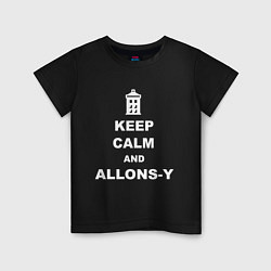 Футболка хлопковая детская Keep Calm & Allons-Y, цвет: черный