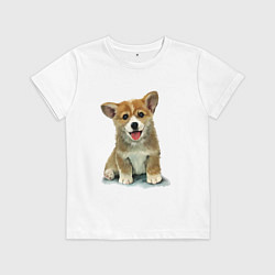 Футболка хлопковая детская Песик коржик, цвет: белый