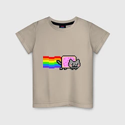 Футболка хлопковая детская Nyan Cat, цвет: миндальный