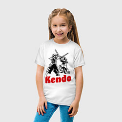 Футболка хлопковая детская Kendo fencing, цвет: белый — фото 2