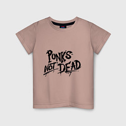 Футболка хлопковая детская Punks not dead, цвет: пыльно-розовый