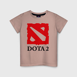 Футболка хлопковая детская Dota 2: Logo, цвет: пыльно-розовый