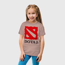 Футболка хлопковая детская Dota 2: Logo, цвет: пыльно-розовый — фото 2