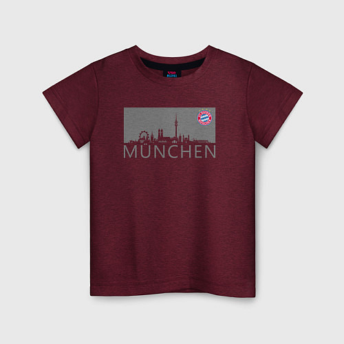 Детская футболка Bayern Munchen - Munchen City grey 2022 / Меланж-бордовый – фото 1