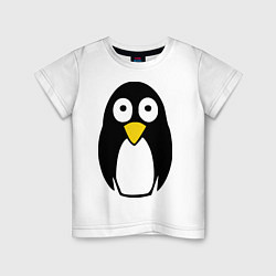 Футболка хлопковая детская Милый пингвин, цвет: белый