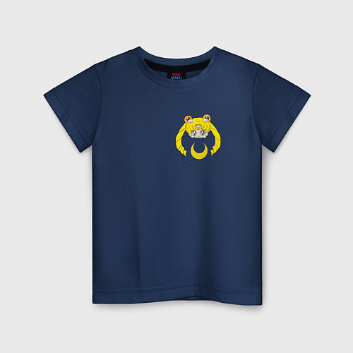 Детская футболка Луна в кармане / Тёмно-синий – фото 1