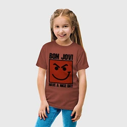 Футболка хлопковая детская Bon Jovi: Have a nice day, цвет: кирпичный — фото 2