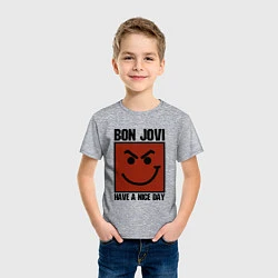 Футболка хлопковая детская Bon Jovi: Have a nice day, цвет: меланж — фото 2