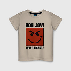 Футболка хлопковая детская Bon Jovi: Have a nice day, цвет: миндальный