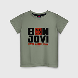 Футболка хлопковая детская Bon Jovi: Nice day, цвет: авокадо
