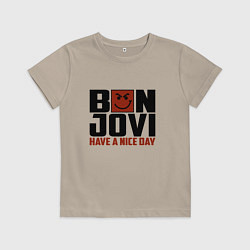 Футболка хлопковая детская Bon Jovi: Nice day, цвет: миндальный