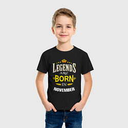 Футболка хлопковая детская Legends are born in november, цвет: черный — фото 2