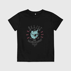Футболка хлопковая детская Котик, цвет: черный