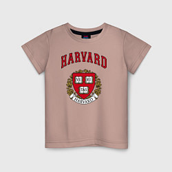 Футболка хлопковая детская Harvard university, цвет: пыльно-розовый
