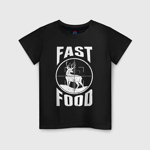 Детская футболка FAST FOOD олень в прицеле / Черный – фото 1