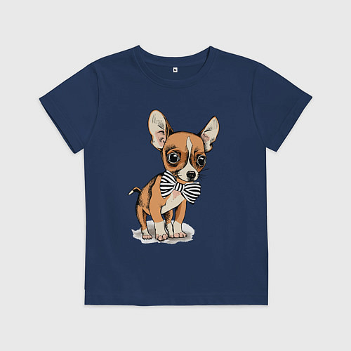 Детская футболка Чихуахуа с бабочкой / Тёмно-синий – фото 1