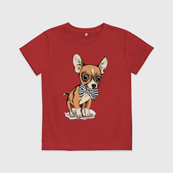 Футболка хлопковая детская Чихуахуа с бабочкой, цвет: красный